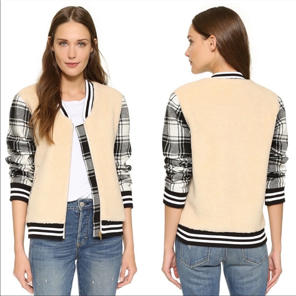 LAVEER plaid Sherpa bombs jacket size large